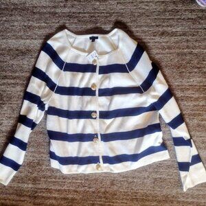 Talbots Striped Button Down Classic Cardigan Sweater Size PXL